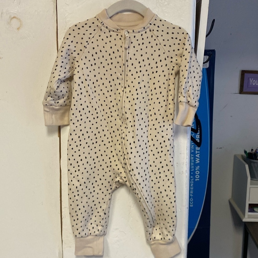 H&M Baby Pajamas Onesie Zip Spotted Organic Cotton • Size 9 Month